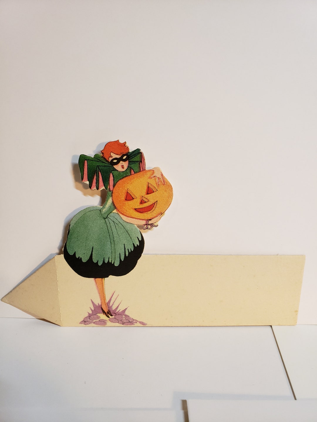 Vintage Unused 1920's Die Cut Hallmark Halloween Place Card Flapper ...