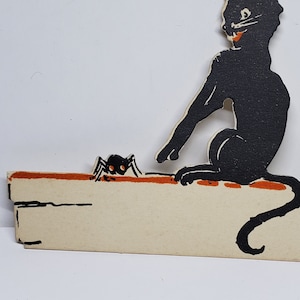 Vintage Unused Circa 1920's-30's Die Cut Halloween Place Card Black Cat ...