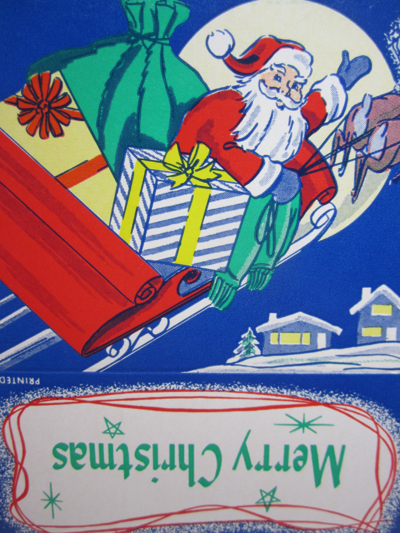 Colorful Unused 1950's Christmas Gift Box