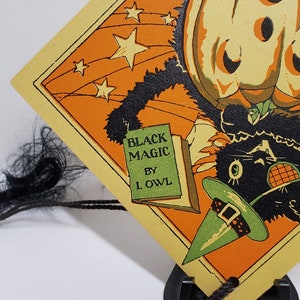 Vintage Unused 1920's Hallmark Halloween Bridge Tally Black Cat Wears ...