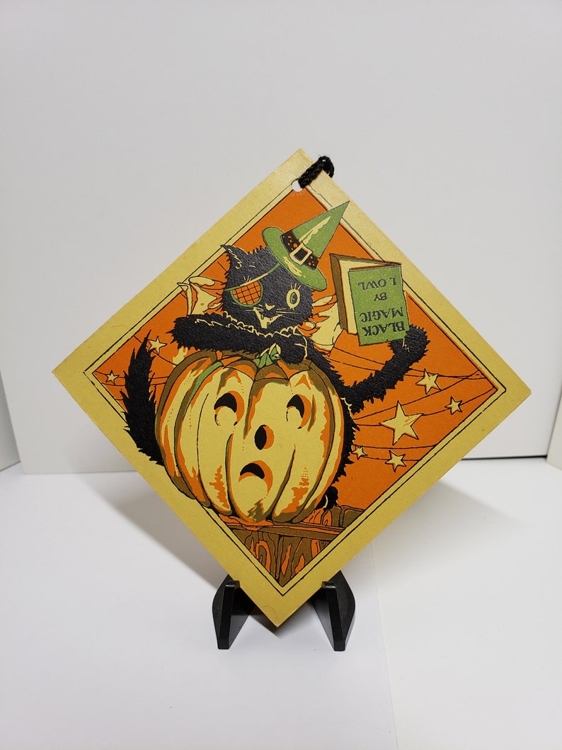 Vintage Unused 1920's Hallmark Halloween Bridge Tally Black Cat Wears ...