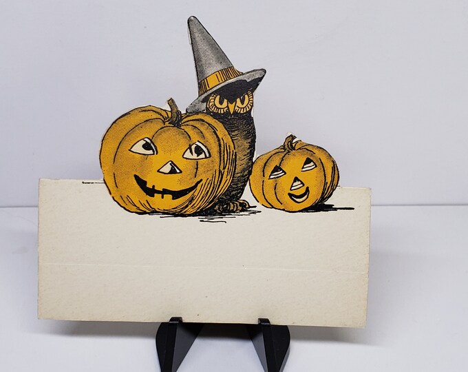HTF Rarely Seen Unused Vintage 1920's Die Cut Halloween Place Card Owl ...