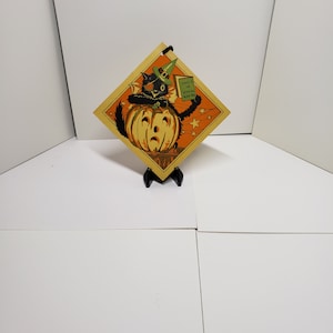 Vintage Unused 1920's Hallmark Halloween Bridge Tally Black Cat Wears ...