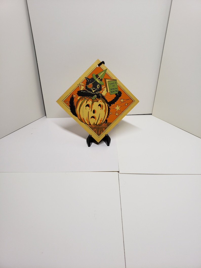 Vintage Unused 1920's Hallmark Halloween Bridge Tally Black Cat Wears ...