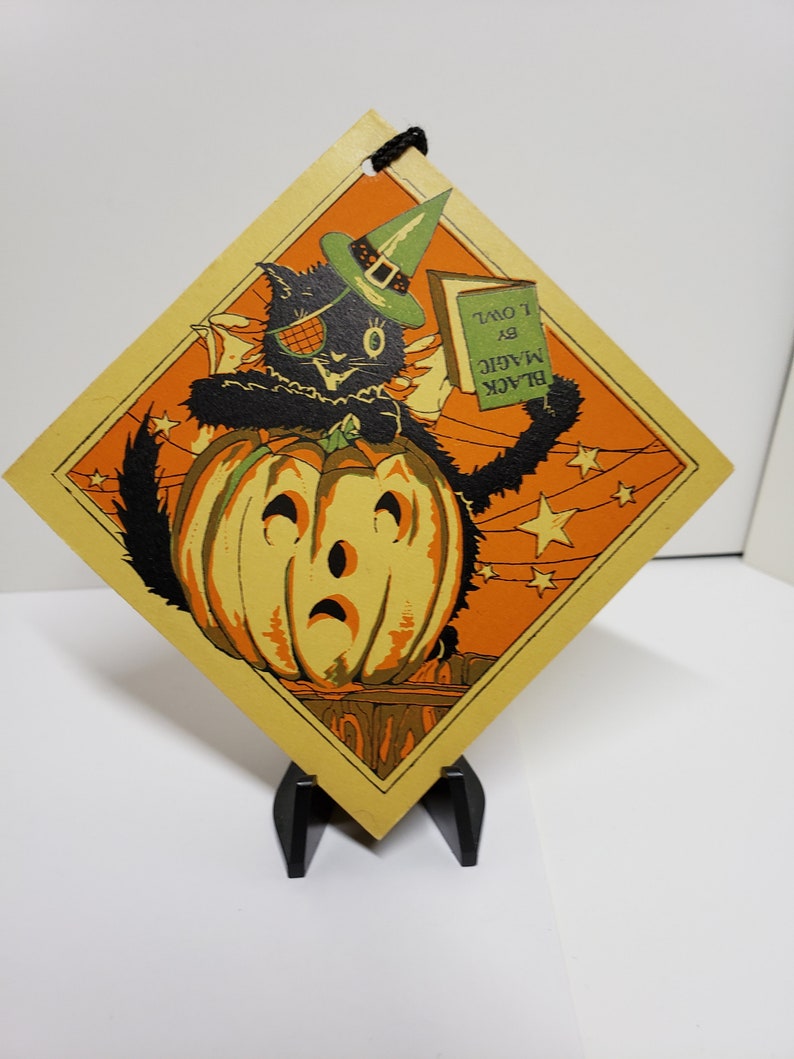 Vintage Unused 1920's Hallmark Halloween Bridge Tally Black Cat Wears ...