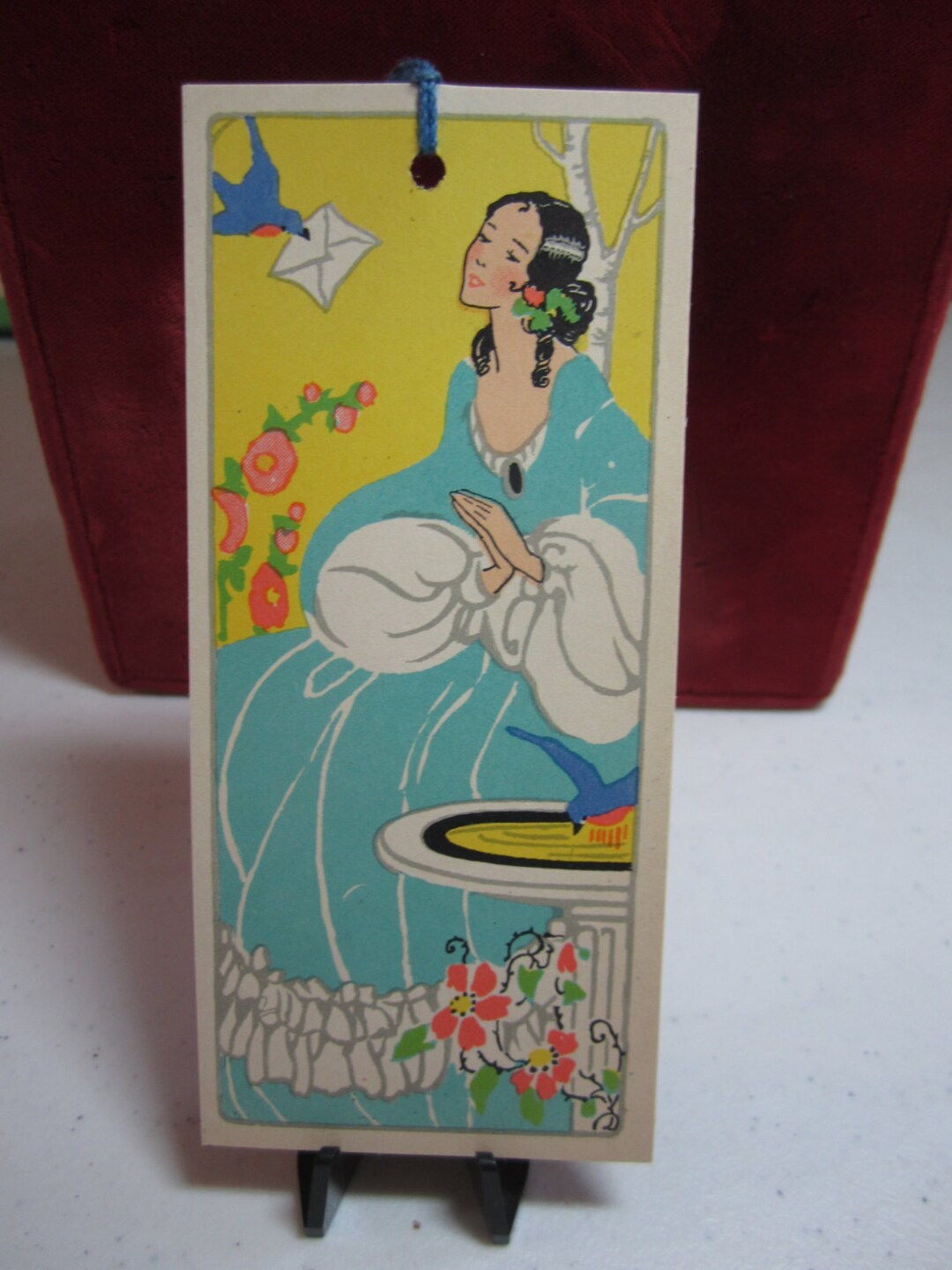 Gorgeous Unused Art Deco 1930's Colorful Bridge Tally Card Pretty Lady ...