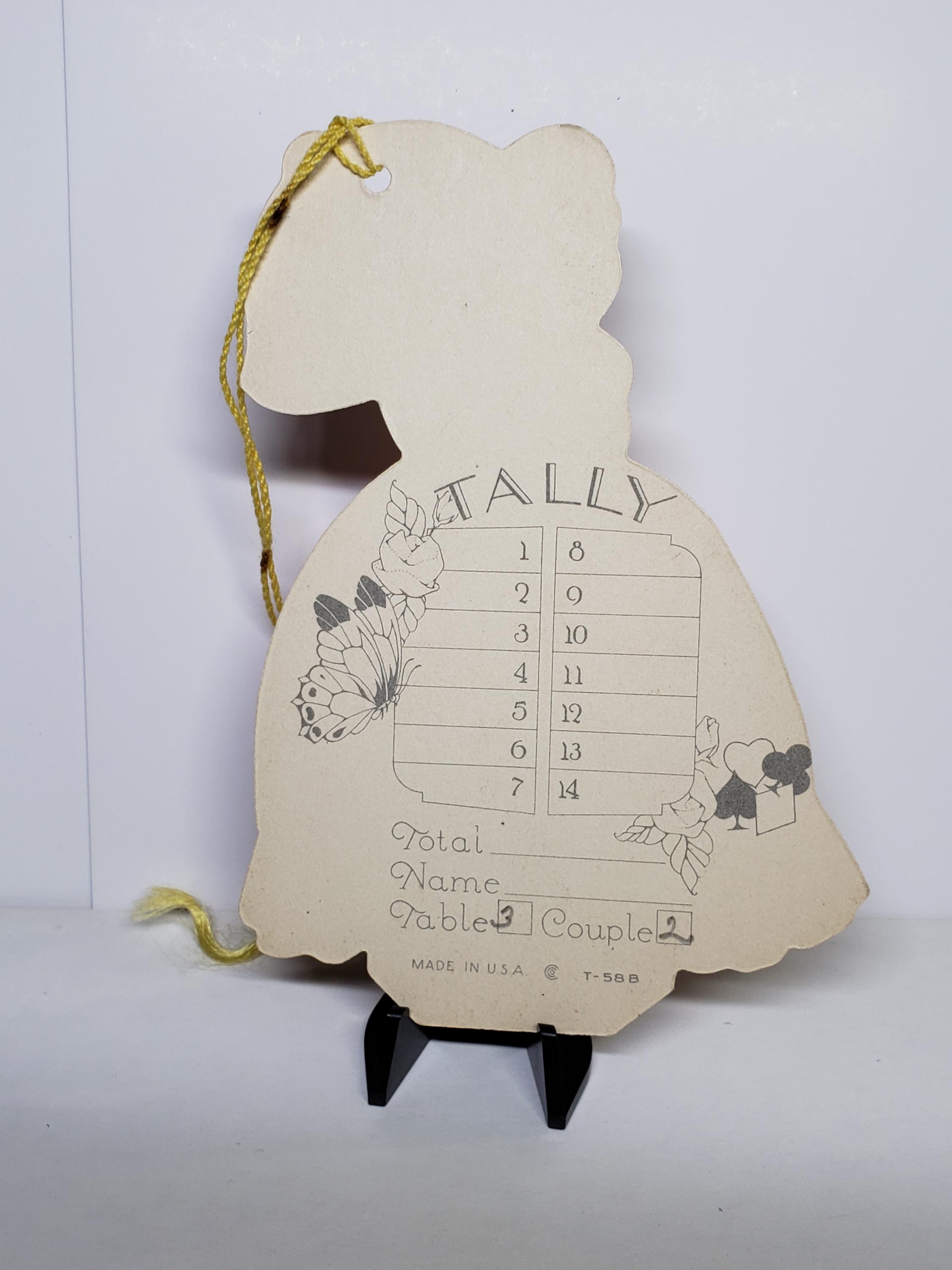 Vintage 1930's Die Cut Gold Gilded Art Deco Bridge Tally Pretty Lady in ...