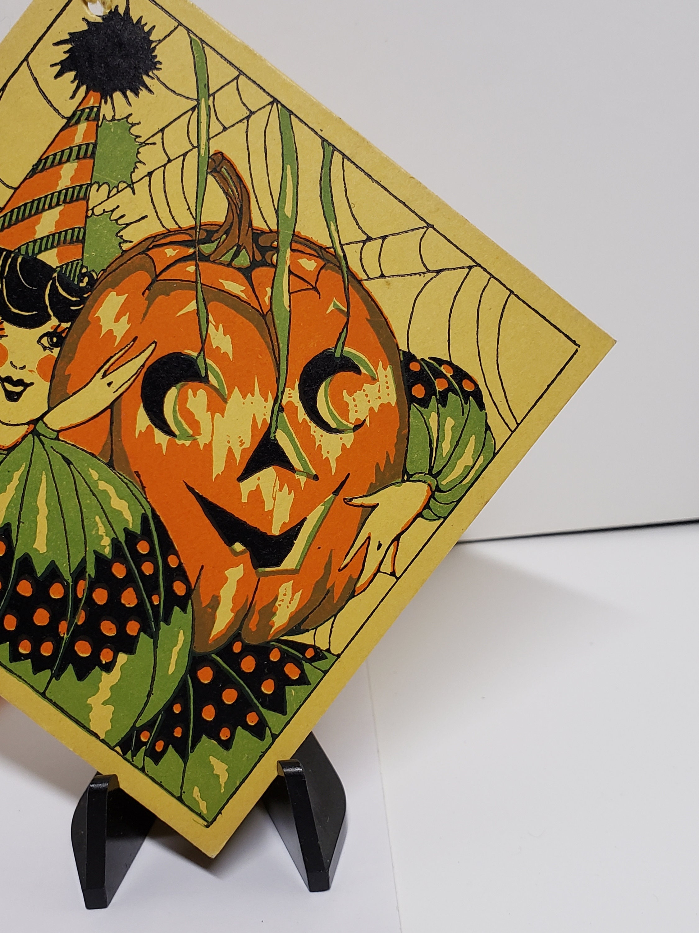 1920's Unused Colorful Art Deco NOS Hallmark Halloween Themed Bridge ...