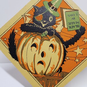 Vintage Unused 1920's Hallmark Halloween Bridge Tally Black Cat Wears ...
