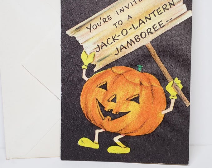 Circa 1940's-50's Unused Hallmark Halloween Party Invitation Jack O ...