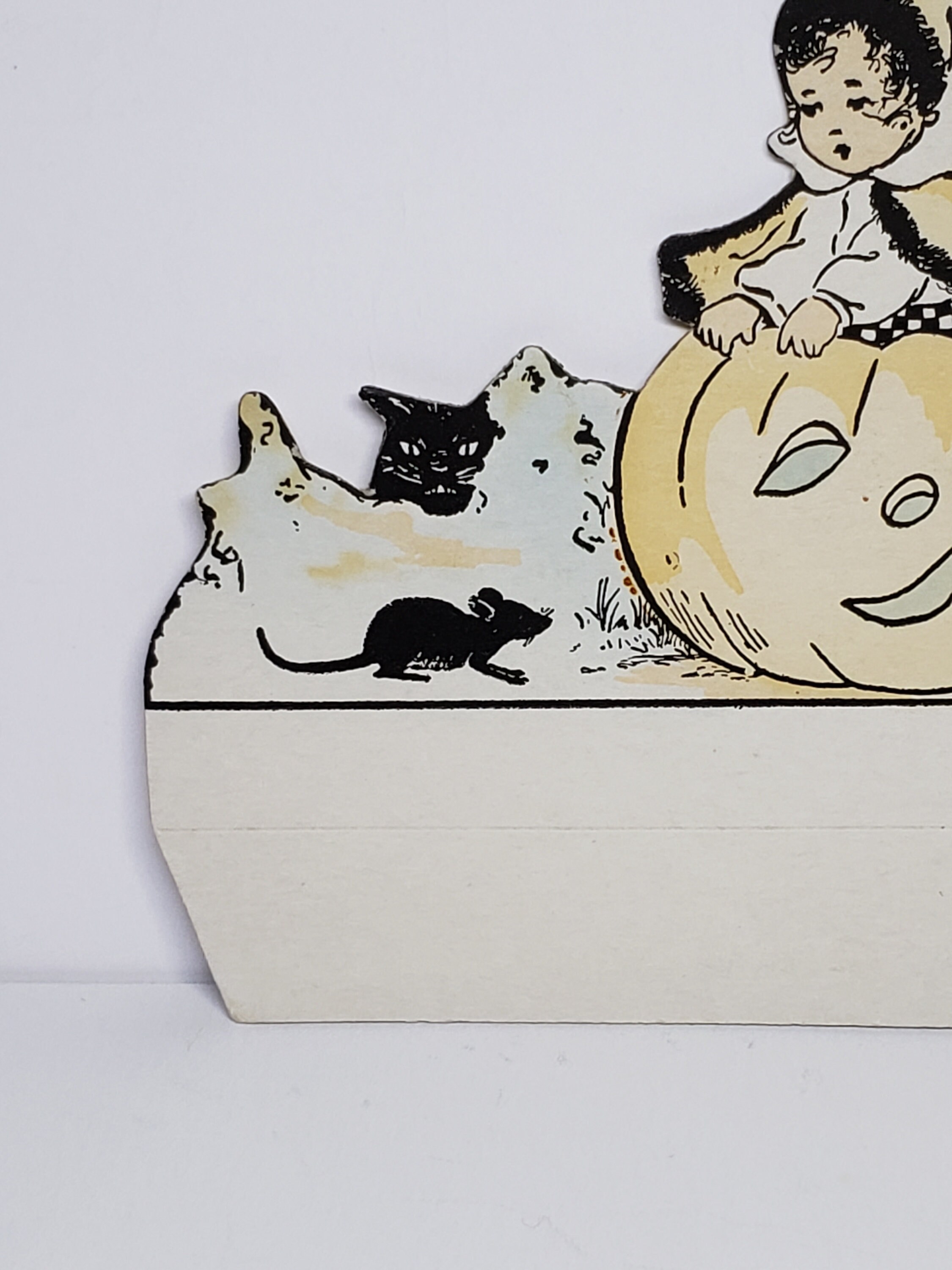 Unused Die Cut Lightly Embossed 1920's Halloween Place Card Child