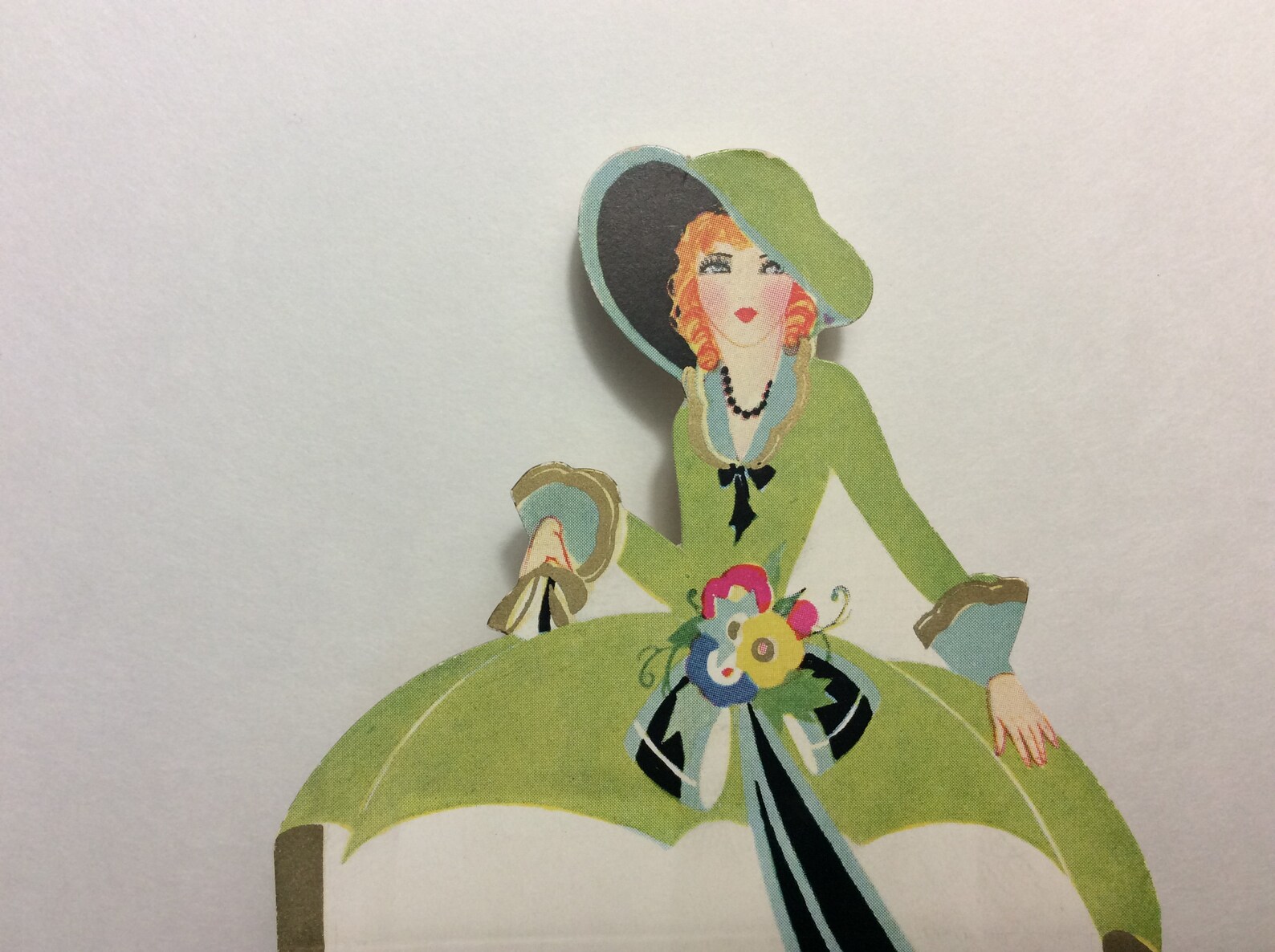 Art Deco Unused 1920's-30's Die Cut Gold Gilded Place Card Pretty Lady ...