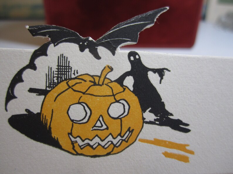 Vintage Unused 1920's Die Cut Halloween Place Card Jack O' Lantern ...