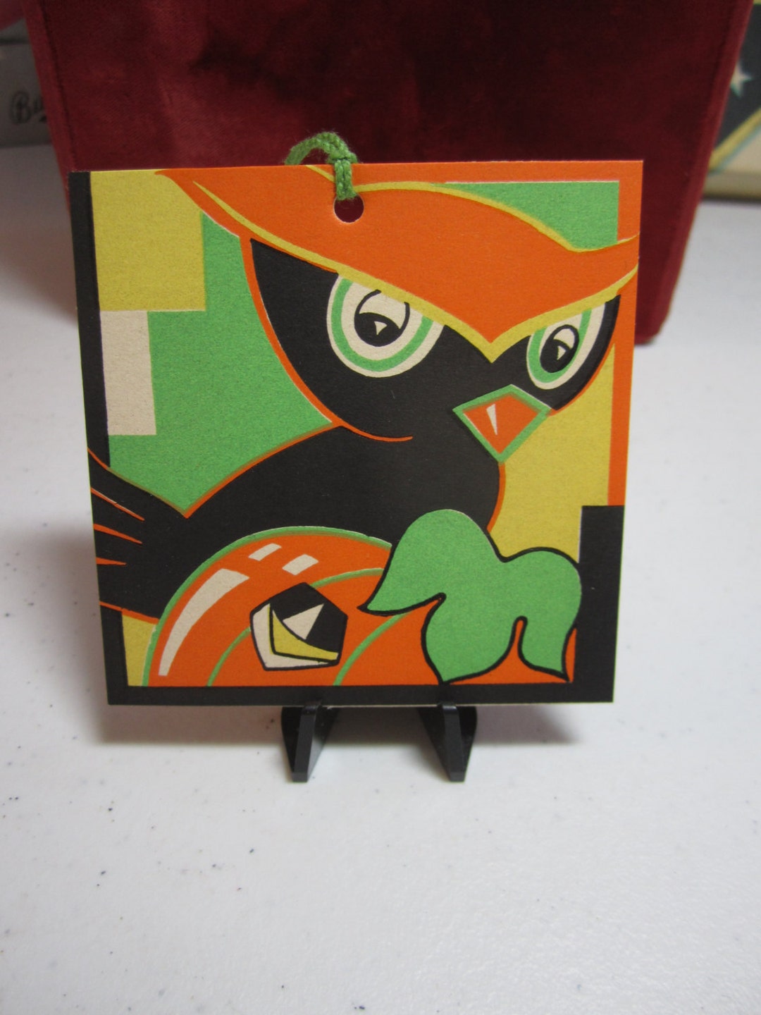 Vintage Unused 1930's Gibson Halloween 1930's Colorful Art Deco Bridge ...