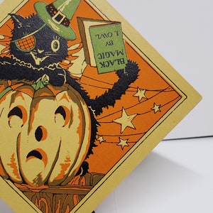 Vintage Unused 1920's Hallmark Halloween Bridge Tally Black Cat Wears ...
