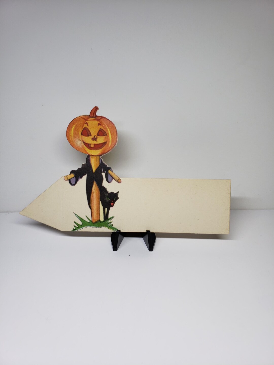 1920's Unused Die Cut Hallmark Halloween Place Card Colorful Jack O ...