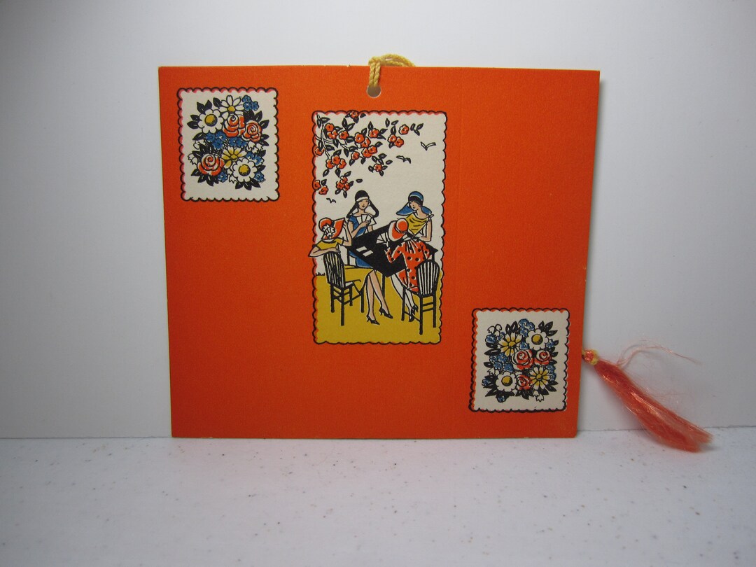 Colorful Unused Art Deco Norcross 1930's Bridge Tally Card Bright ...