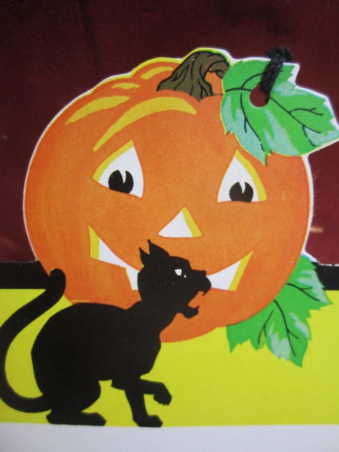 1940's Unused Die Cut Art Deco Halloween Bridge Tally Hissing Black Cat ...