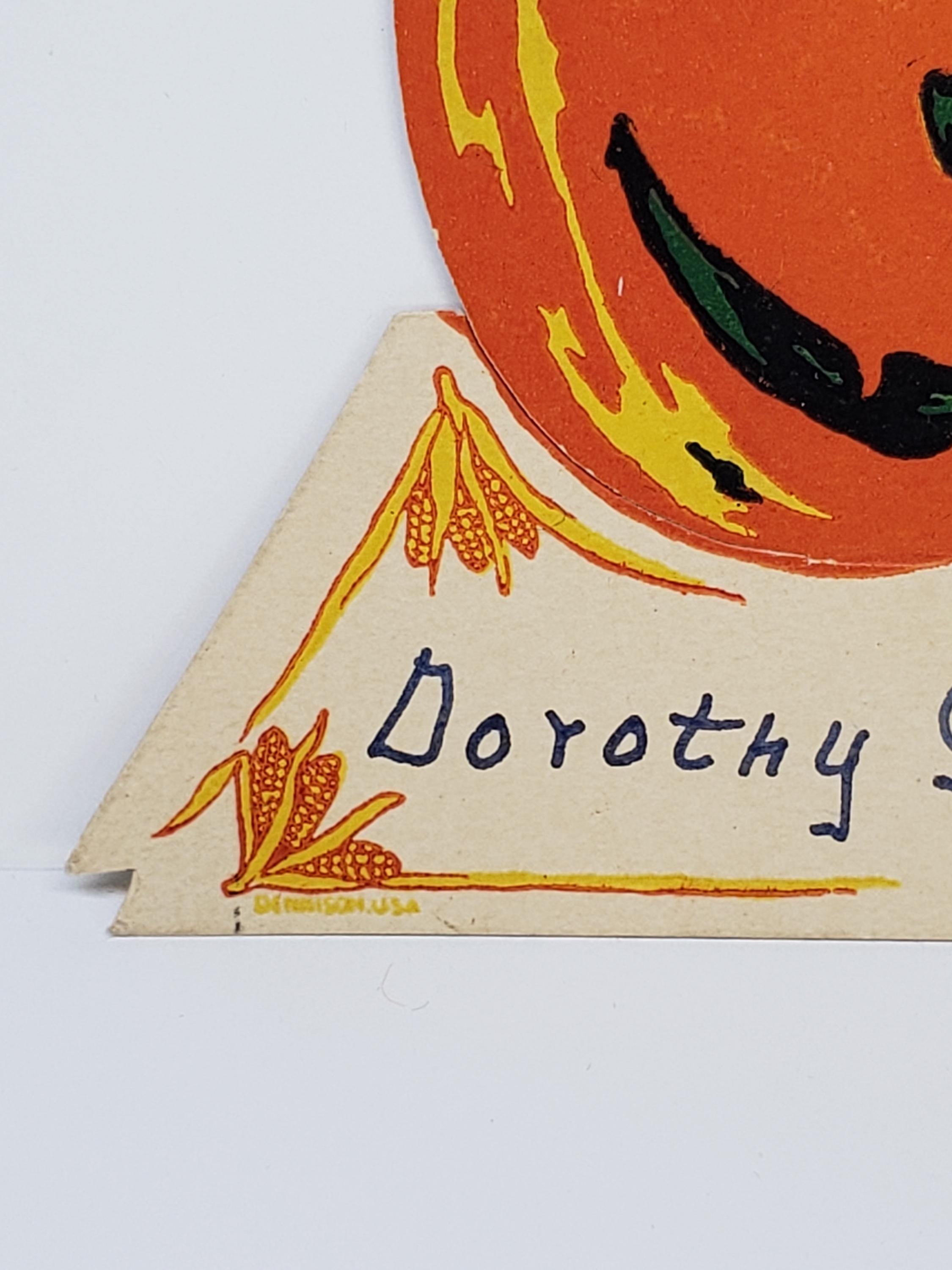 Colorful 1920’s Die Cut Dennison Halloween Place Card Sinister Jack O ...