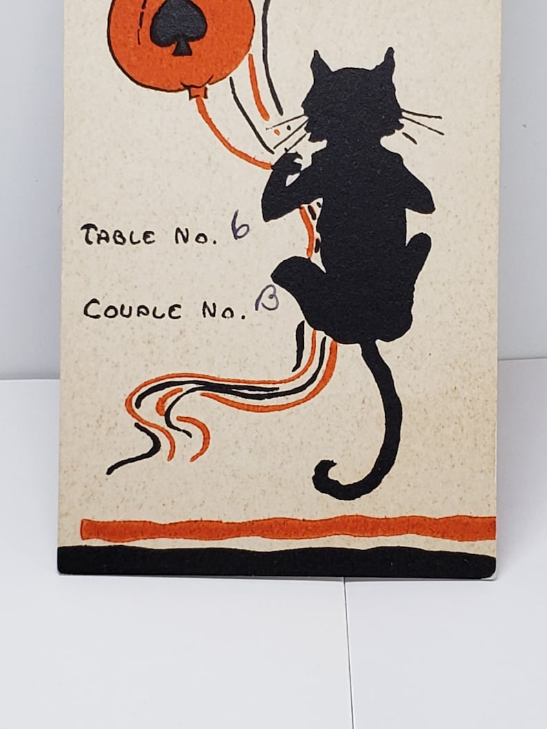 Art Deco Gibson 1920’s-30’s Halloween Bridge Tally Card Black Cat Holds ...