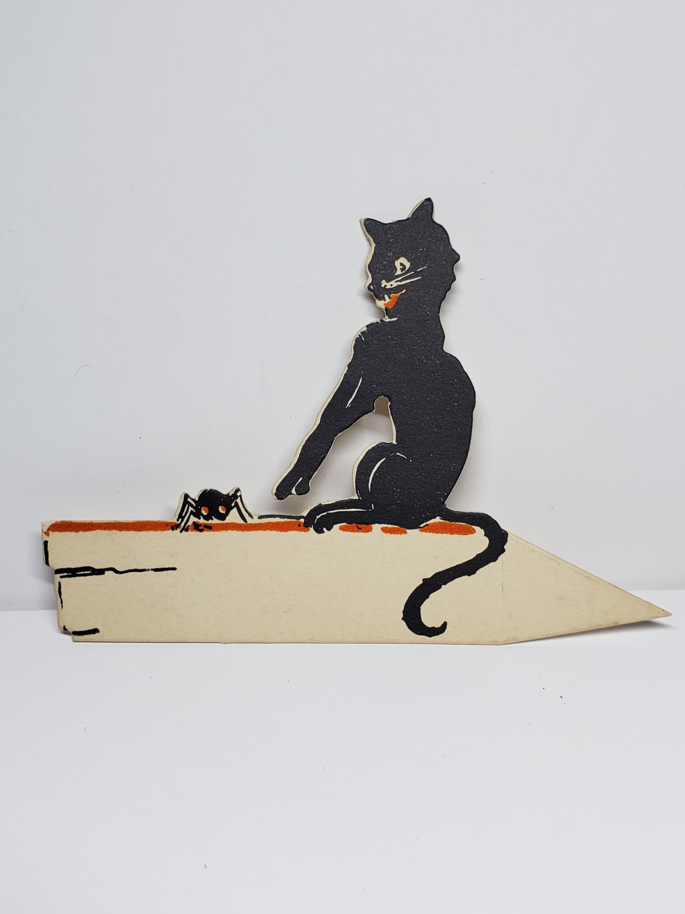 Vintage Unused Circa 1920's-30's Die Cut Halloween Place Card Black Cat ...