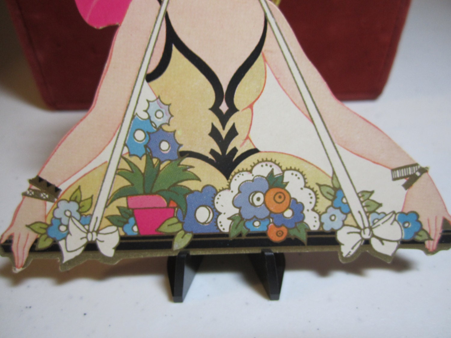 Art Deco 1930's Unused Die Cut Gold Gilded Bridge Tally Pretty Lady in ...