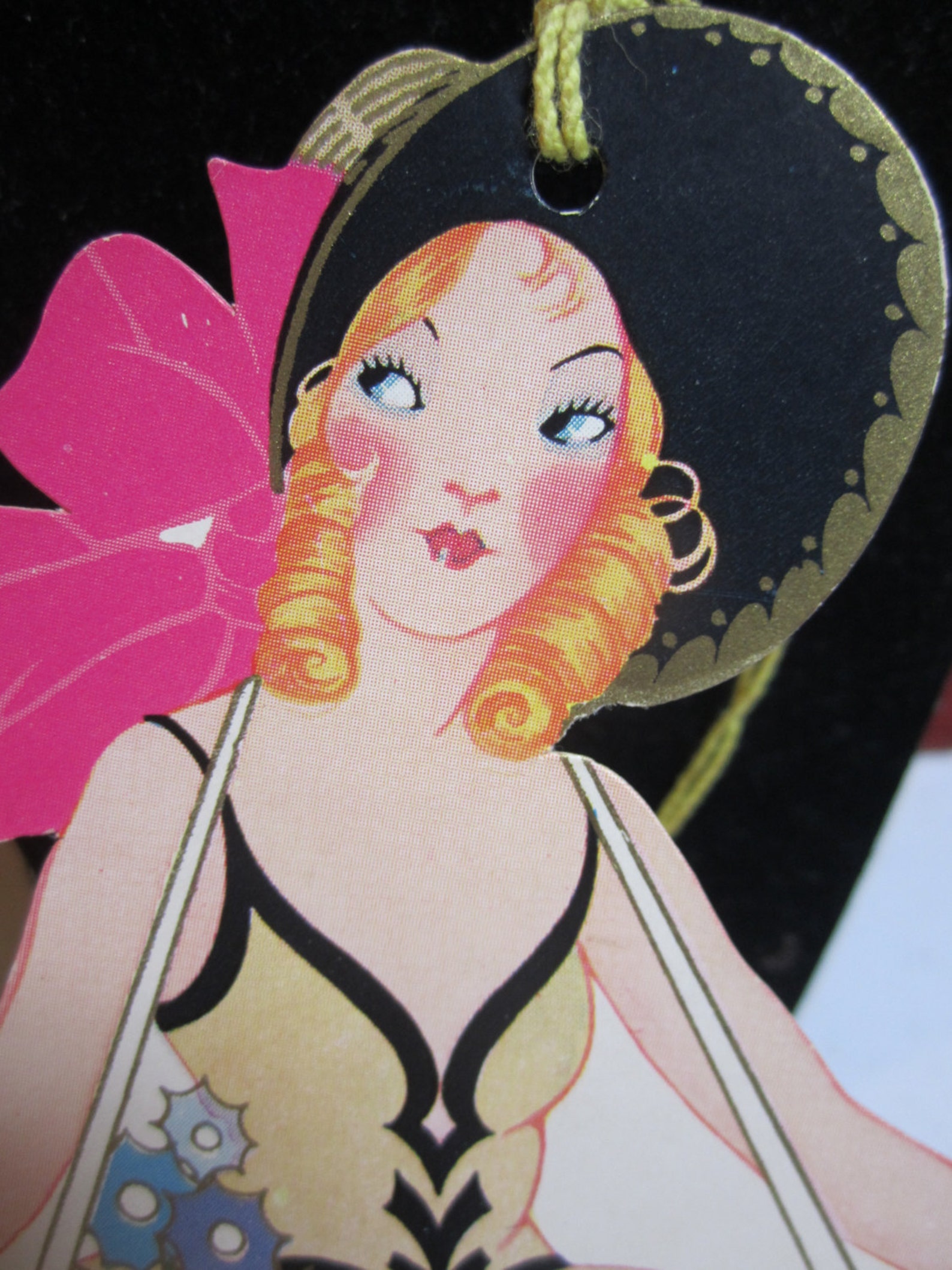 Art Deco 1930's Unused Die Cut Gold Gilded Bridge Tally Pretty Lady in ...
