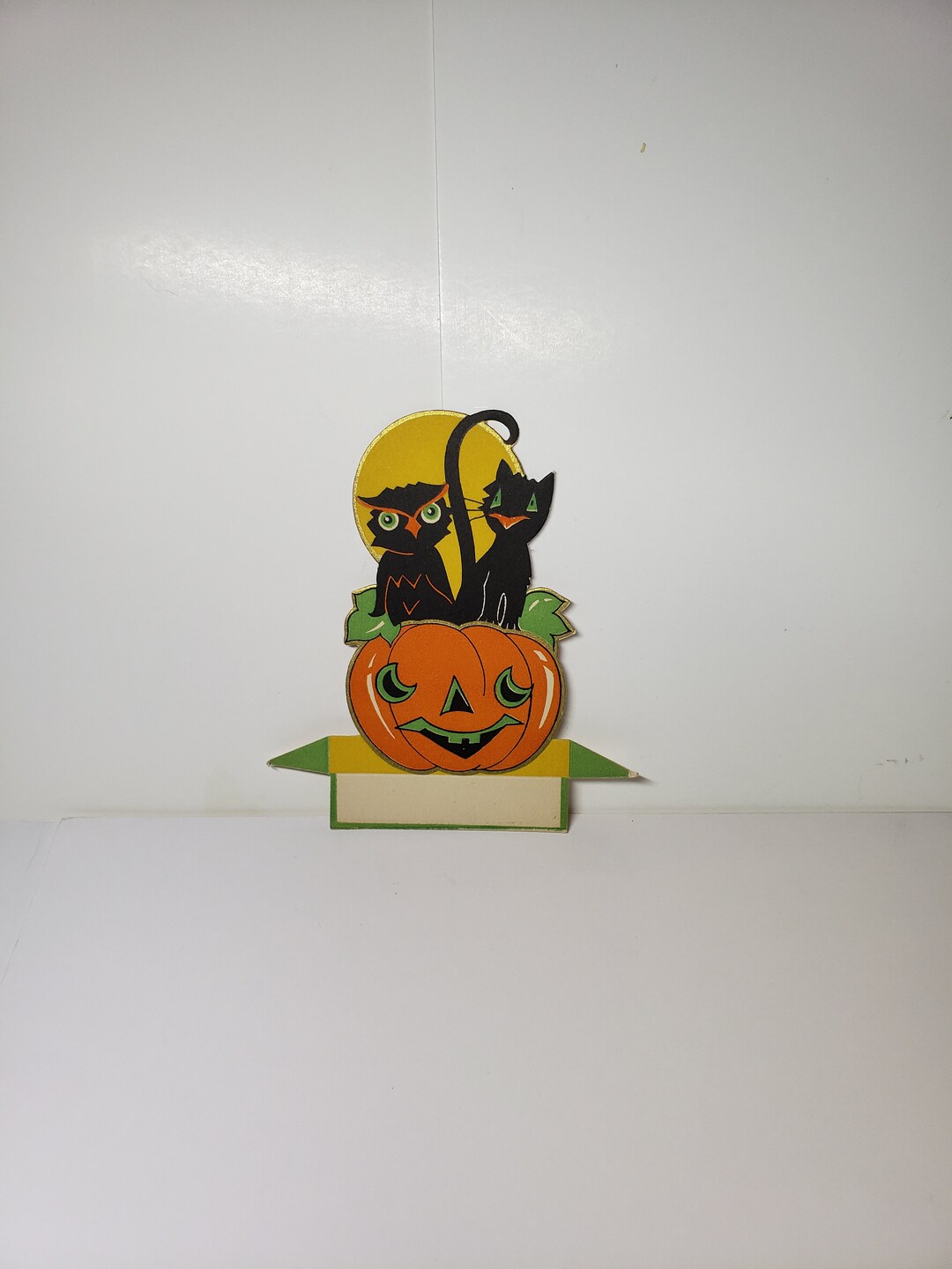 Vintage 1930's Unused Gibson Die Cut Halloween Place Card With Black ...