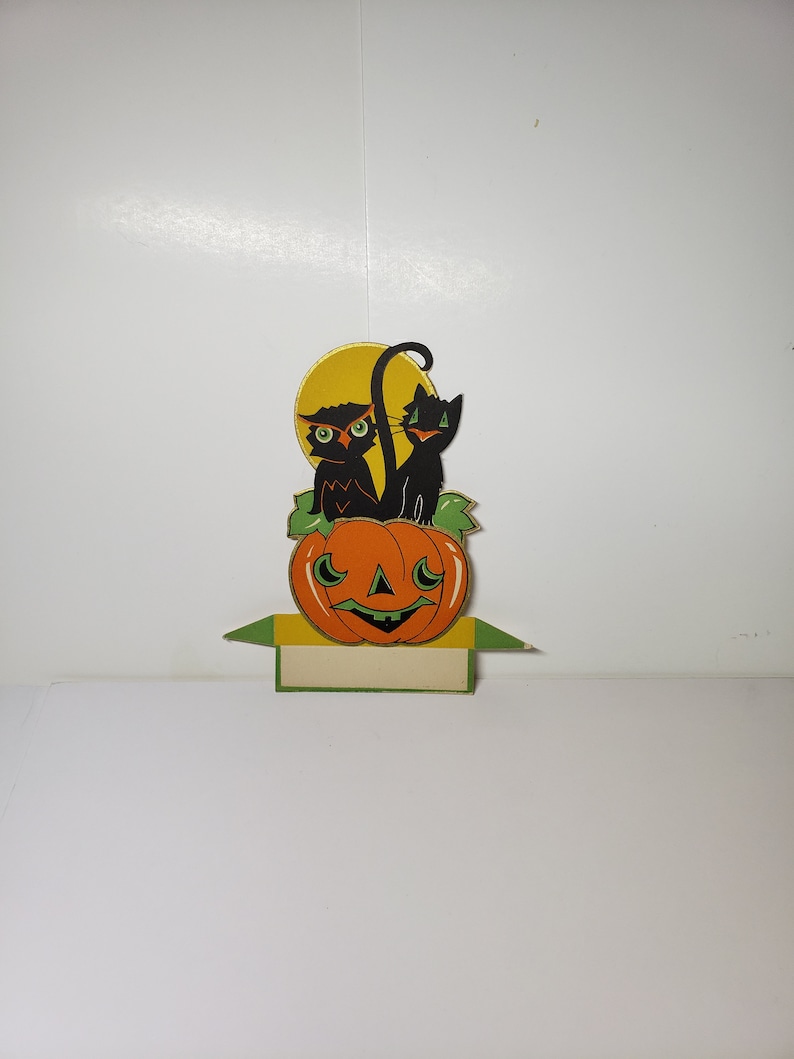 Vintage 1930's Unused Gibson Die Cut Halloween Place Card With Black ...