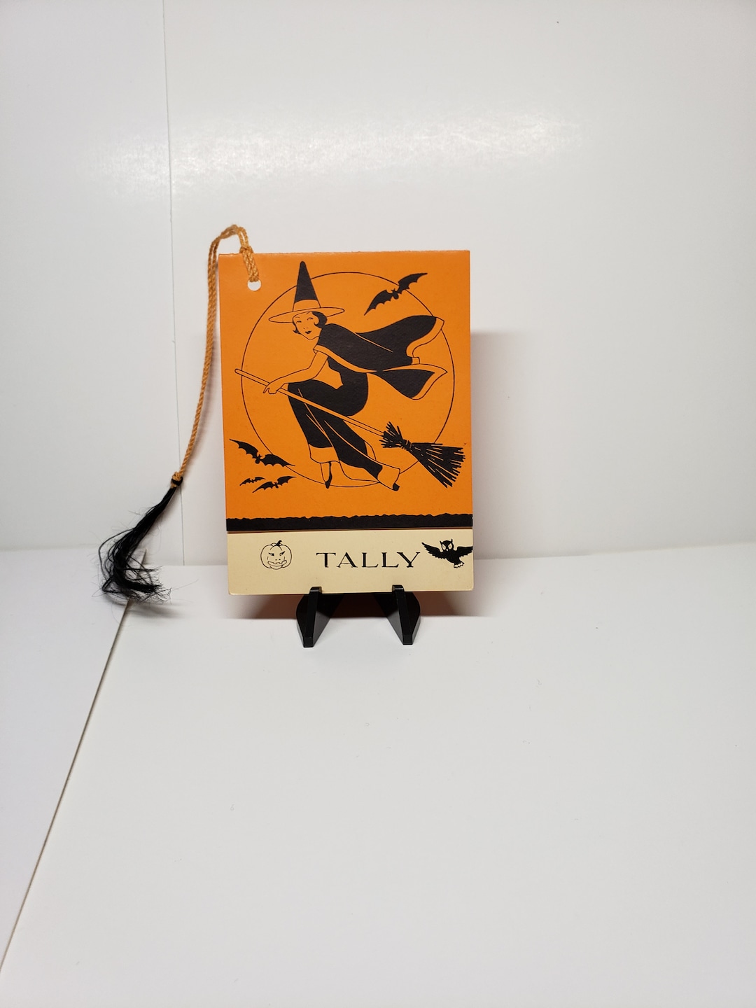 Vintage 1930's Unused Art Deco Bright Orange Halloween Bridge Tally ...