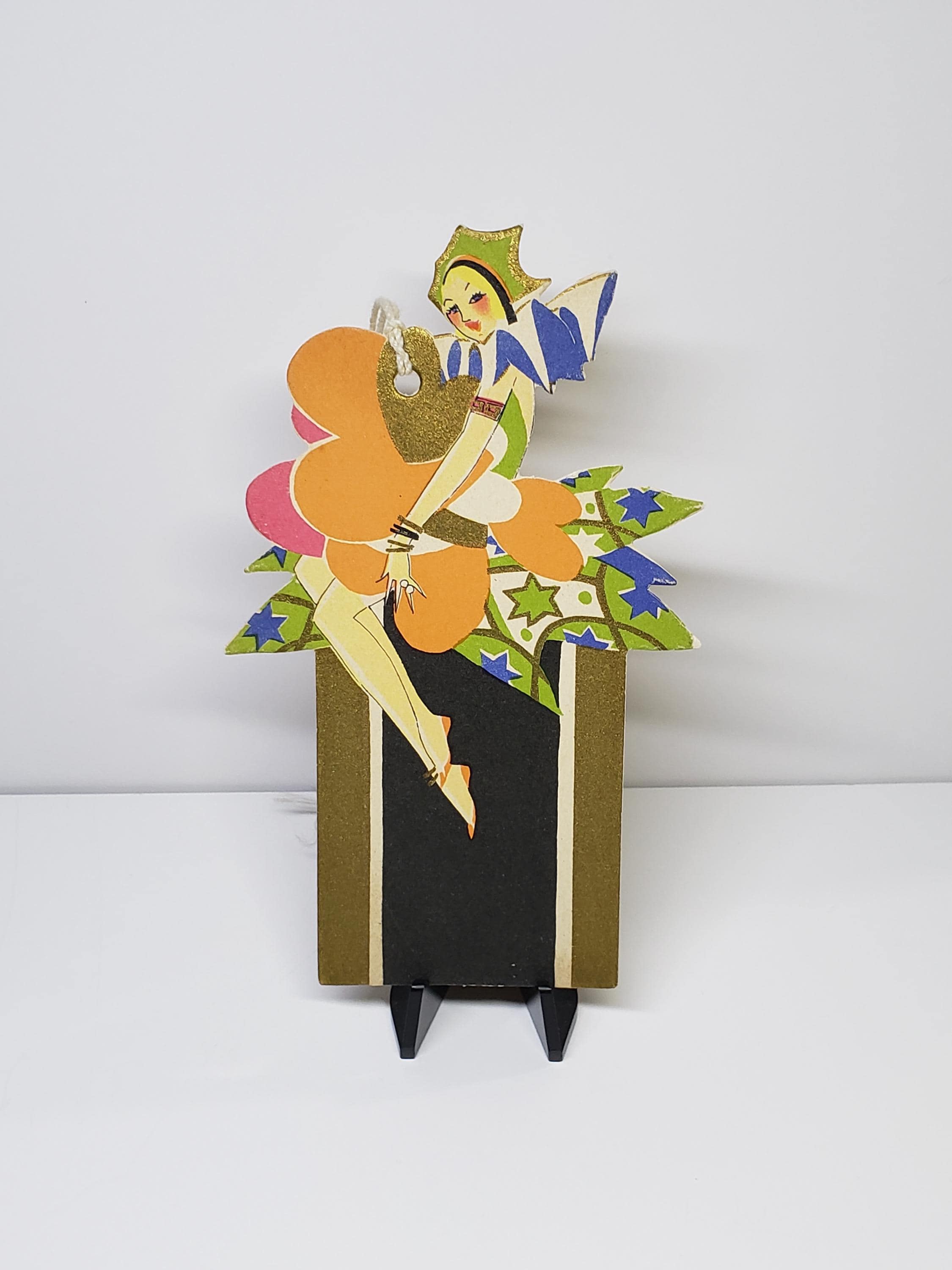 Art Deco 1920's-30's Die Cut Gold Gilded Buzza Bridge Tally Flapper in ...