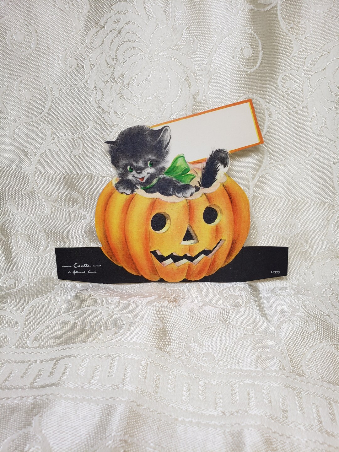 Unused 1950's Die Cut Large Hallmark Halloween Place Card Cute Black ...