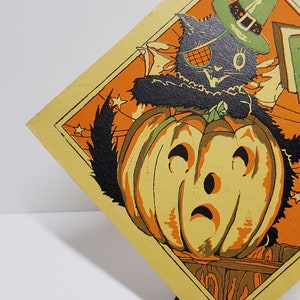 Vintage Unused 1920's Hallmark Halloween Bridge Tally Black Cat Wears ...