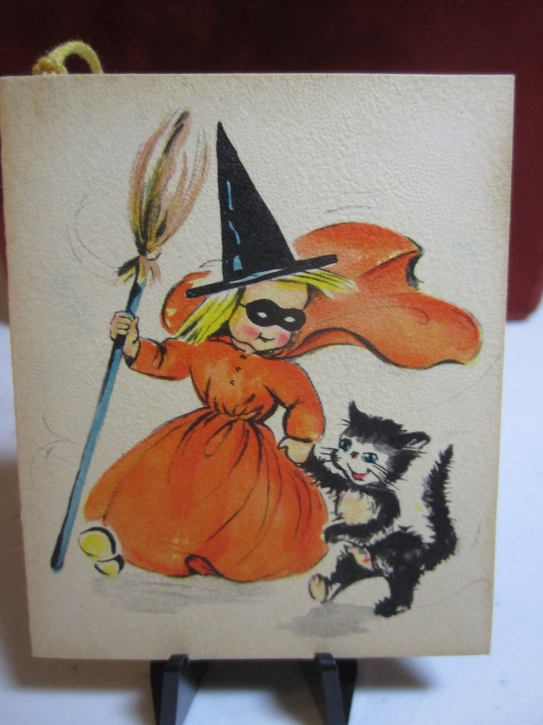 Vintage 1950's Hallmark Unused Halloween Bridge Tally Card Cute Masked ...