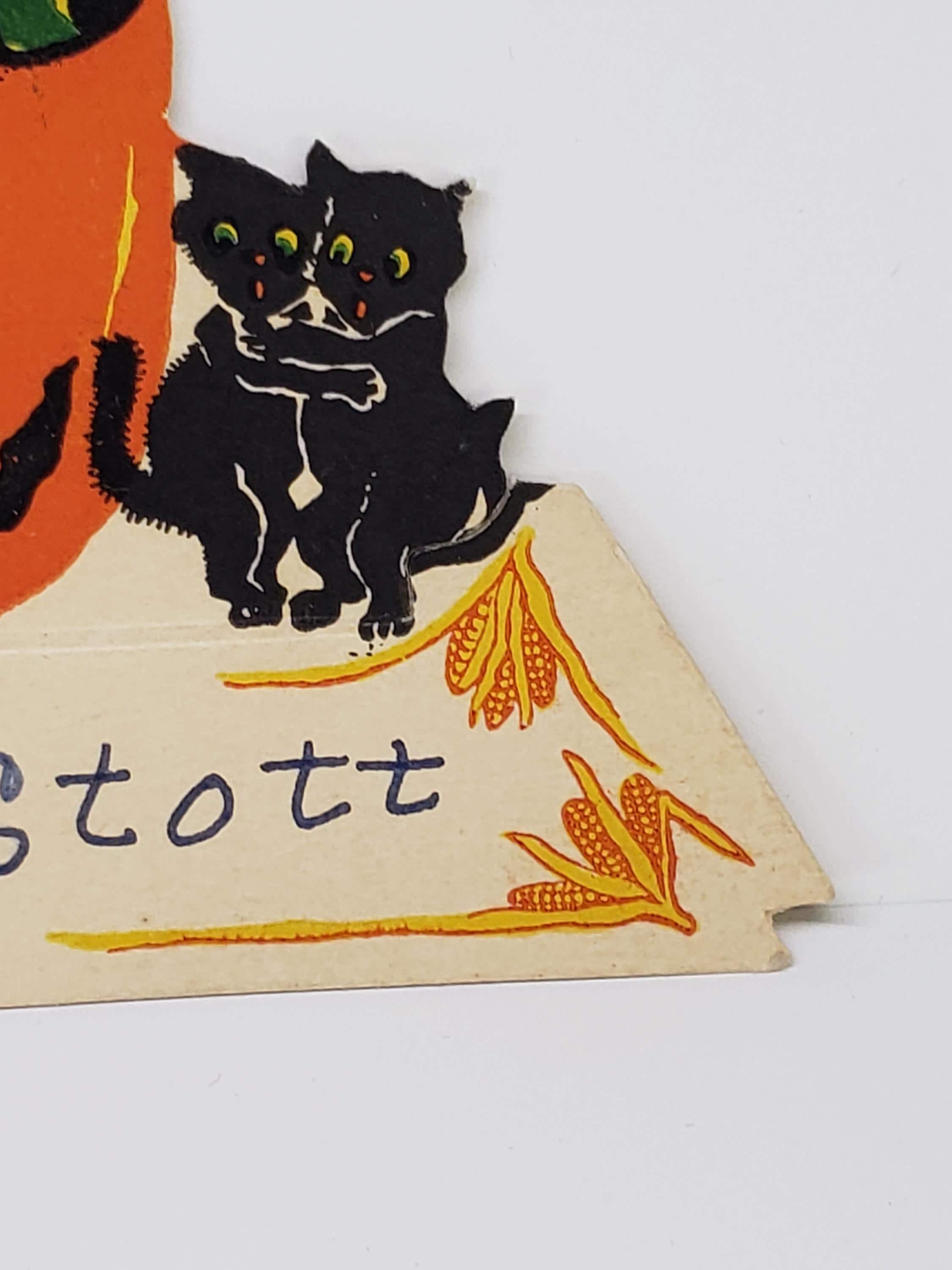 Colorful 1920’s Die Cut Dennison Halloween Place Card Sinister Jack O ...