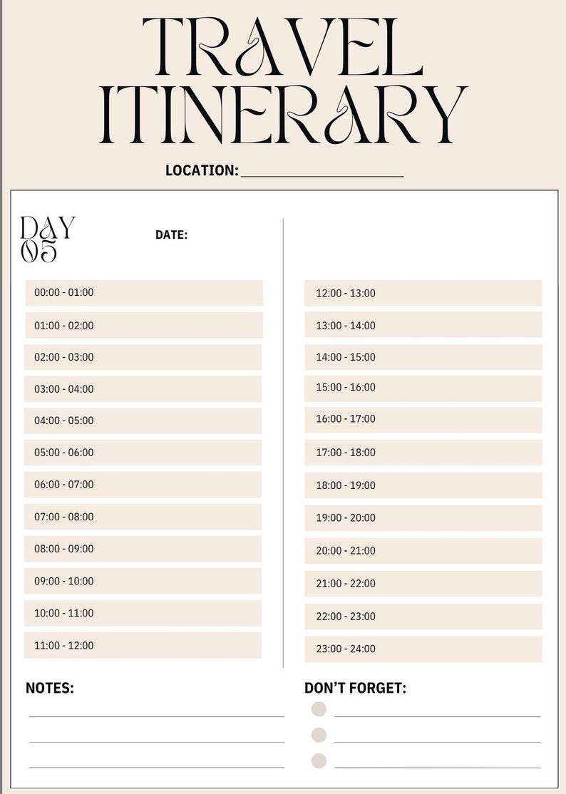 10 Day Travel Planner Printable | Travel Itinerary, Details, Packing ...