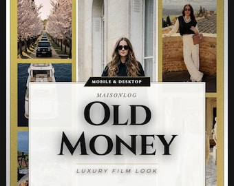 Old Money Lightroom Presets, Luxury Film Look, Warm Neutral Tones, Mobile & Desktop