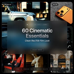 LUTs de registro de Apple para iPhone, serie Elite / 60 elementos esenciales cinematográficos, aspecto de película limpio (.CUBE)