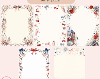 July 4th Letter Paper Bundle | Patriotic Stationery Set | Printable Writing Paper | Independence Day Digital Download