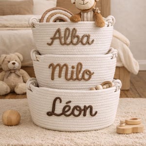 Gepersonaliseerde mand voor baby en kind - opbergmand voor kinderen met geborduurde naam - handgemaakt gepersonaliseerd cadeau - baby opbergmand