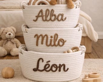 panier personnalisé pour bébé et enfant - panier de rangement enfant prénom brodés - cadeau personnalisé fait main -corbeille bébé rangement