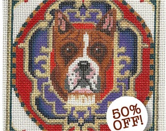 CLEARANCE SALE Needlepoint Dog Portrait - Boxer