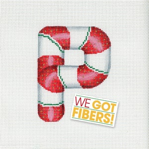 Needlepoint Monogram/Painted Needlepoint Canvas/Christmas Needlepoint/Needlepoint Chrismas Ornament/Candy Cane