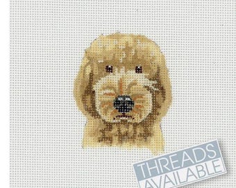Goldendoodle Needlepoint Canvas/Dog Needlepoint Canvas/Hand Painted/18 mesh