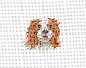 Dog Needlepoint Canvas/Hand Painted Needlepoint Canvas/Tiny Cavalier King Charles Spaniel