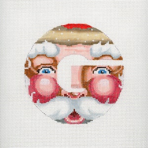 Needlepoint Santa Monogram / G / Hand Painted Needlepoint / Red and White