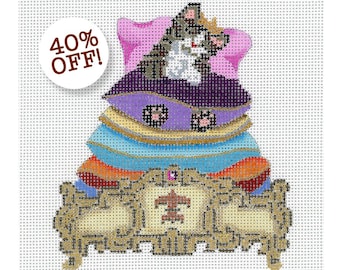 NEEDLEPOINT SALE/Cat Needlepoint/ Hand Painted  Needlepoint