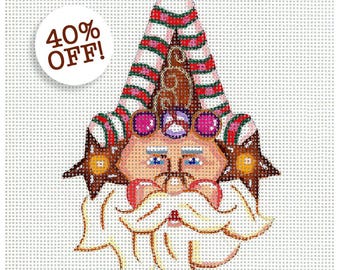 NEEDLEPOINT SALE/Santa Needlepoint/ Hand Painted Santa Needlepoint/Christmas Needlepoint