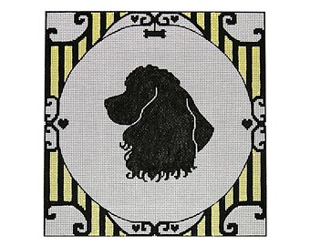 Needlepoint Dog Silhouette Canvas - Cocker Spaniel