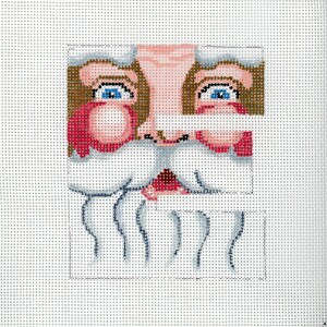 Needlepoint Santa Monogram / E / Hand Painted Needlepoint / Red and White